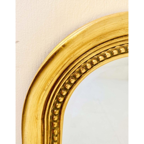 326 - LOUIS PHILIPPE STYLE WALL MIRRORS, a pair, 110cm high, 80cm wide, gilt frames with beaded edges. (2)