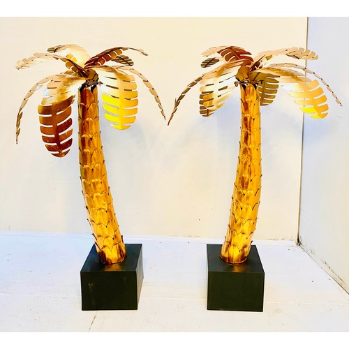 322 - PALM TREE SCULPTURES, a pair, 75cm high, 40cm diameter, gilt metal finish. (2)