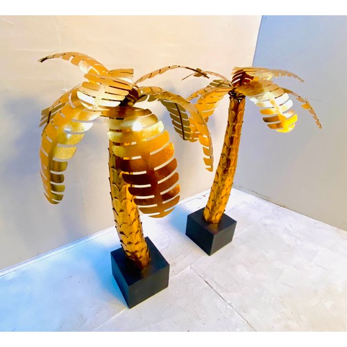 322 - PALM TREE SCULPTURES, a pair, 75cm high, 40cm diameter, gilt metal finish. (2)