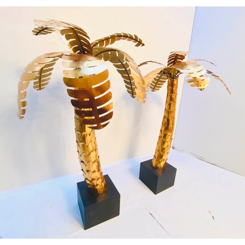 322 - PALM TREE SCULPTURES, a pair, 75cm high, 40cm diameter, gilt metal finish. (2)