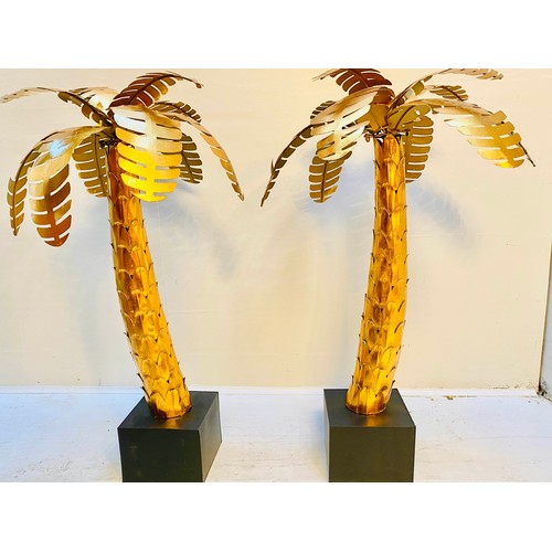 322 - PALM TREE SCULPTURES, a pair, 75cm high, 40cm diameter, gilt metal finish. (2)