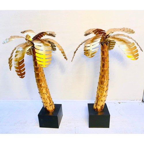 322 - PALM TREE SCULPTURES, a pair, 75cm high, 40cm diameter, gilt metal finish. (2)