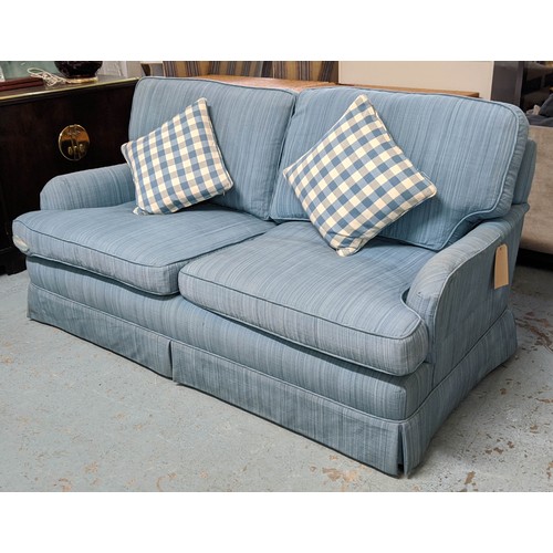 427 - HART VILLA INTERIORS SOFA, 90cm high, 180cm wide, 100cm deep, Howard style design, blue fabric uphol... 