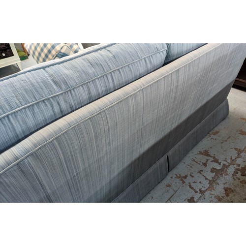 427 - HART VILLA INTERIORS SOFA, 90cm high, 180cm wide, 100cm deep, Howard style design, blue fabric uphol... 