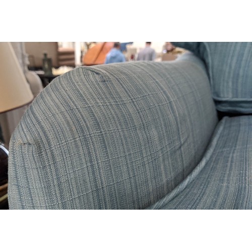 428 - HART VILLA INTERIORS SOFA, 90cm high, 180cm wide, 100cm deep, Howard style design, blue fabric uphol... 