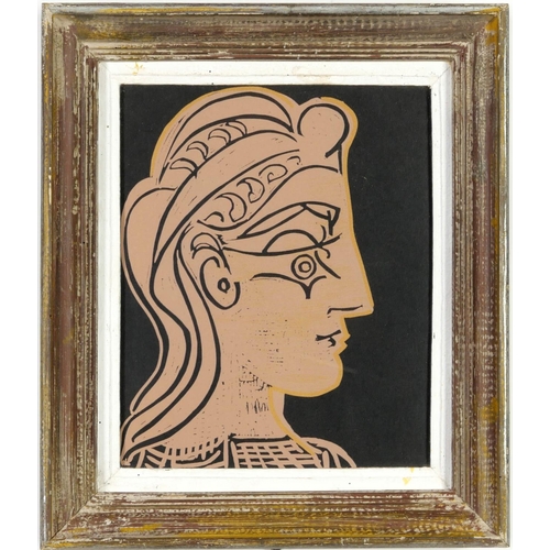 55 - PABLO PICASSO, Jacqueline, linocut 1962,  French vintage Montparnasse frame, 26.5cm x 22cm.  (Subjec... 