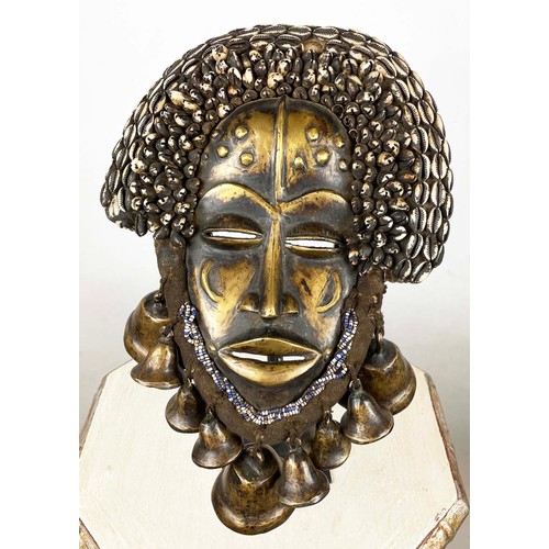 31 - DAN BRONZE MASK, from Liberia. 42cm H