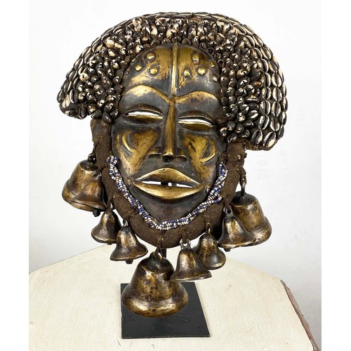 31 - DAN BRONZE MASK, from Liberia. 42cm H