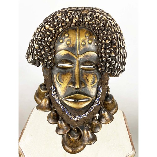 31 - DAN BRONZE MASK, from Liberia. 42cm H