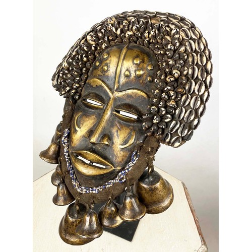 31 - DAN BRONZE MASK, from Liberia. 42cm H