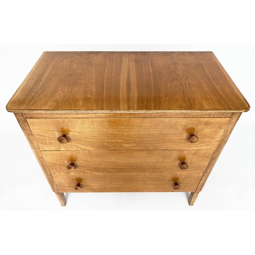 276 - GORDON RUSSELL CHEST, mid 20th century walnut with three long drawers, 91cm W, stamped 'Russell of B... 