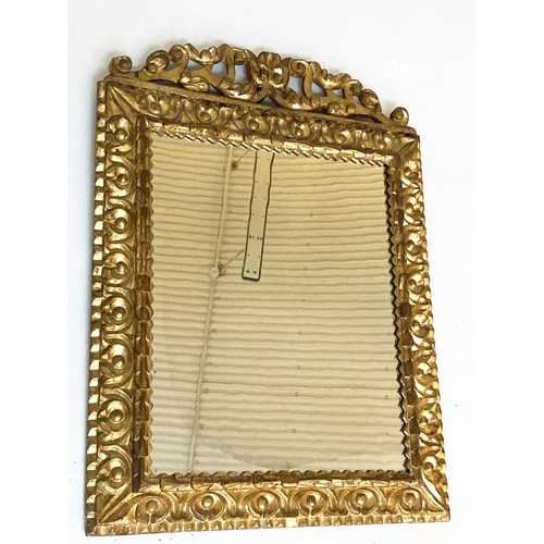 189 - WALL MIRROR, 19th century French carved giltwood with rosette carved frame and pierced carved scroll... 