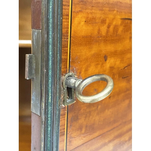 190 - SATINWOOD SIDE CABINET, early 20th century Edwardian bowfront satinwood and painted with two drawers... 