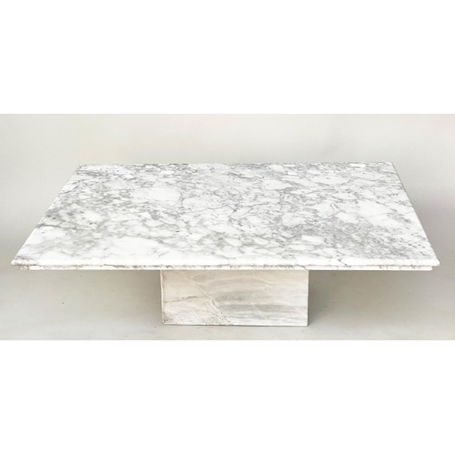 193 - LOW MARBLE TABLE, 1970s Italian rectangular Carrara marble with moulded edge and plinth, 86cm W x 12... 