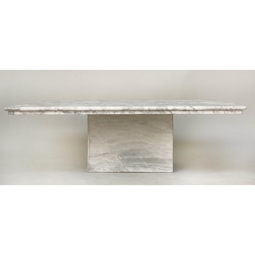 193 - LOW MARBLE TABLE, 1970s Italian rectangular Carrara marble with moulded edge and plinth, 86cm W x 12... 