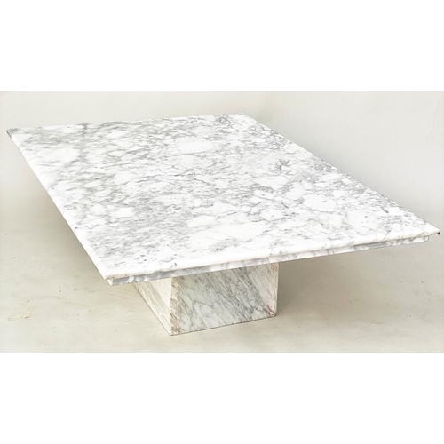 193 - LOW MARBLE TABLE, 1970s Italian rectangular Carrara marble with moulded edge and plinth, 86cm W x 12... 