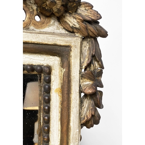 194 - WALL MIRROR, early 20th century Italian carved giltwood and parcel gilt, rectangular with ribbon bow... 