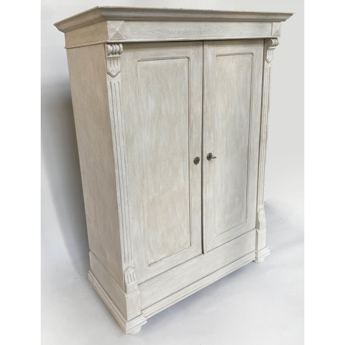 206 - ARMOIRE, 19th century French grey painted with two panelled doors enclosing full height hanging spac... 