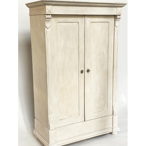 206 - ARMOIRE, 19th century French grey painted with two panelled doors enclosing full height hanging spac... 