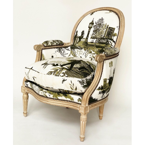 175 - LONDON 'BERGERE', contemporary London scene fabric upholstery, 90cm W.