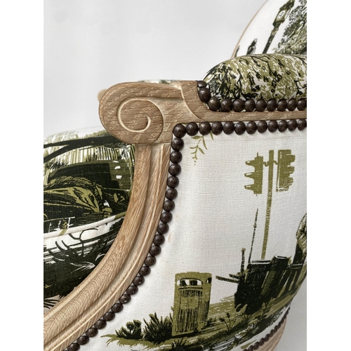 175 - LONDON 'BERGERE', contemporary London scene fabric upholstery, 90cm W.