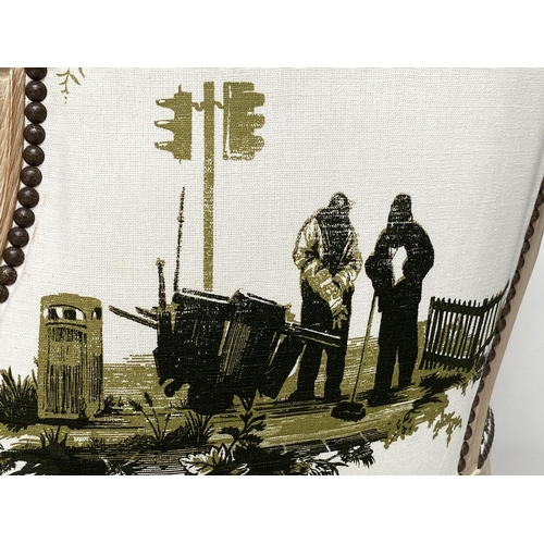 175 - LONDON 'BERGERE', contemporary London scene fabric upholstery, 90cm W.