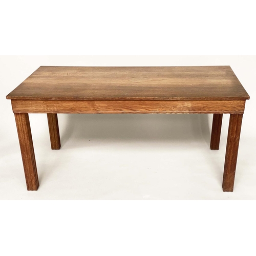 176 - GORDON RUSSELL JAPANESE OAK TABLE, rectangular Japanese oak with carved fluted supports, Maker M Pow... 