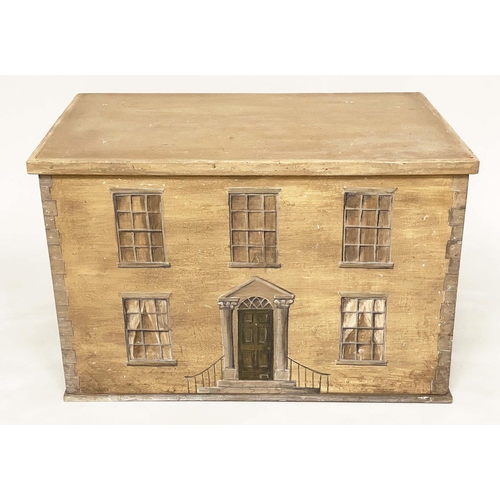 174 - GEORGIAN HOUSE BOX, 19th century pine box over painted as an earlier Georgian House painted on three... 