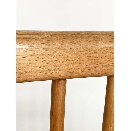 171 - 'ERCOL' HALL BENCH, 1970s beech and elm with slightly arched spindle-back attributed to 'Ercol', 115... 