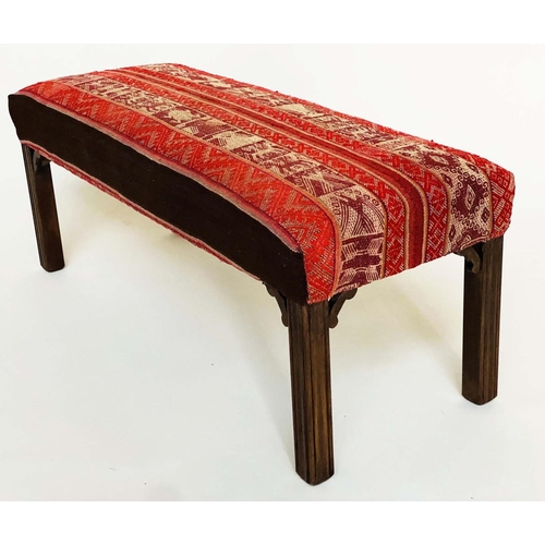 102 - KELIM WINDOW SEAT/HEARTH STOOL, George III design antique turkoman tribal flat weave upholstered wit... 