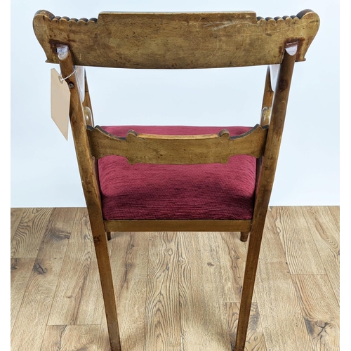 130 - OPEN  ARMCHAIRS, a pair, George IV mahogany with drop in seats, 86cm H x 52cm W. (2)