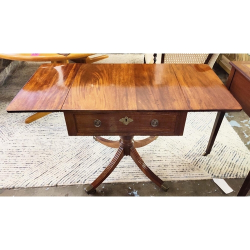 144 - SIDE TABLE, 62cm W x 55cm D x 70cm H, mahogany with a pair, of drop flaps, a frieze drawer on a turn... 