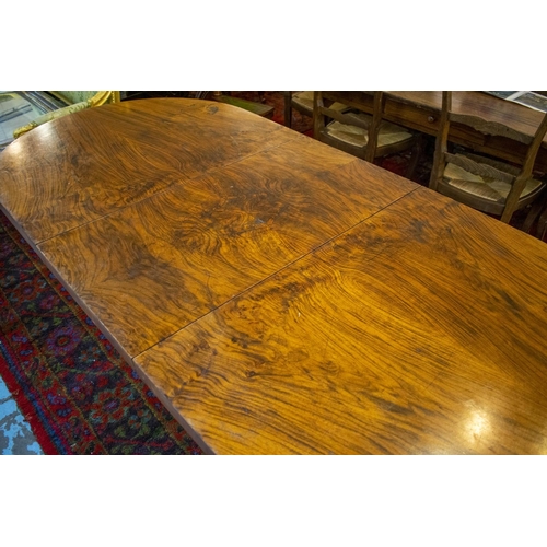 169 - DINING TABLE, 77cm H x 91cm W x 153cm L, 199cm extended, Art Deco walnut with extra leaf