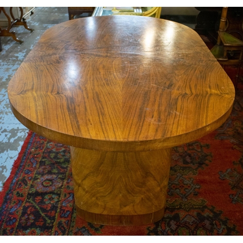 169 - DINING TABLE, 77cm H x 91cm W x 153cm L, 199cm extended, Art Deco walnut with extra leaf