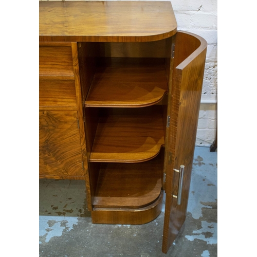 170 - SIDEBOARD, 89cm H x 153cm W x 53cm D Art Deco walnut with two drawers and four drawers.