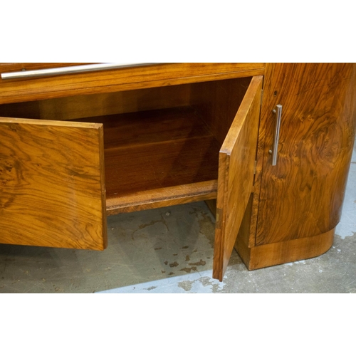 170 - SIDEBOARD, 89cm H x 153cm W x 53cm D Art Deco walnut with two drawers and four drawers.