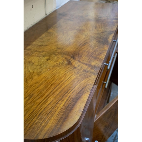 170 - SIDEBOARD, 89cm H x 153cm W x 53cm D Art Deco walnut with two drawers and four drawers.