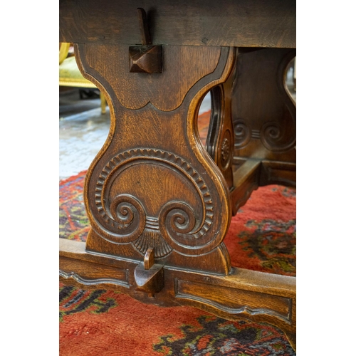 172 - DRAWLEAF TABLE, late 19th century French oak, burr ash and Karelian birch, circa 1890 with parquetry... 