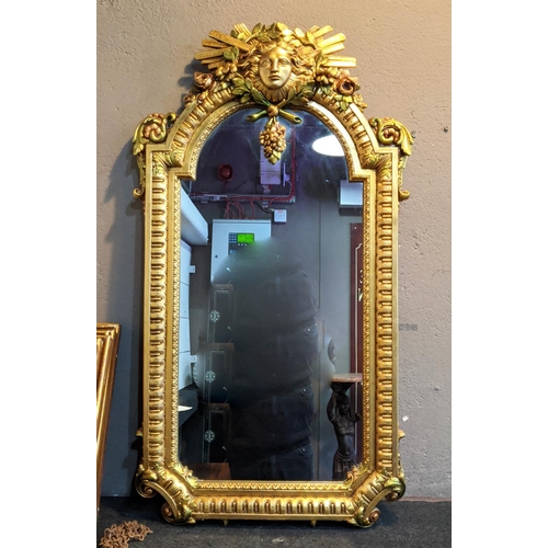 182 - WALL MIRROR, Louis XIV style, gilt frame, 95cm x 54cm.