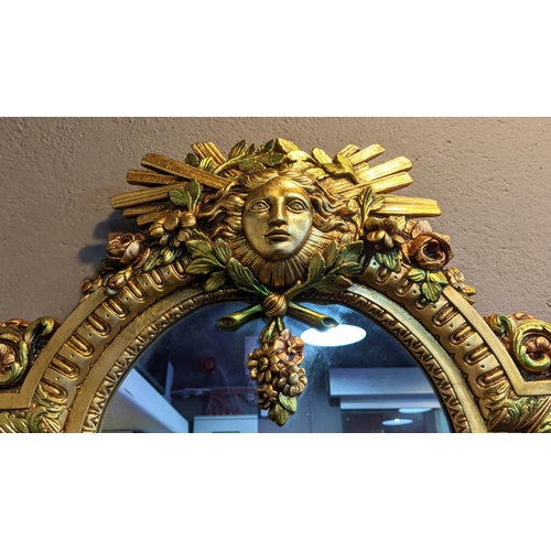 182 - WALL MIRROR, Louis XIV style, gilt frame, 95cm x 54cm.