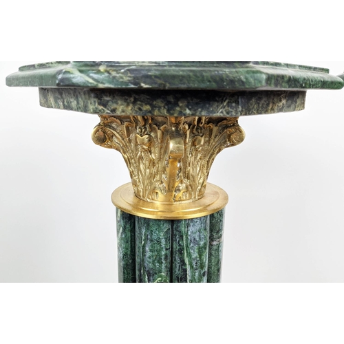 200 - PEDESTALS, a pair, Corinthian column form, green marble and brass mounted, 102cm x 31cm approx. (2)