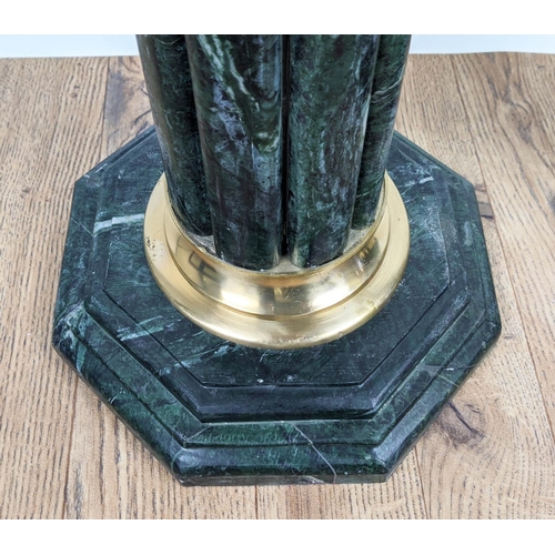 200 - PEDESTALS, a pair, Corinthian column form, green marble and brass mounted, 102cm x 31cm approx. (2)