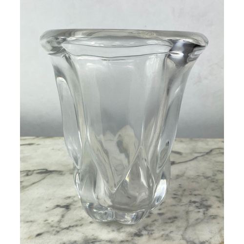 3 - VAL ST LAMBERT VASE, along with ten other glass pieces including a Daum vase a Holmegaard blue vase ... 