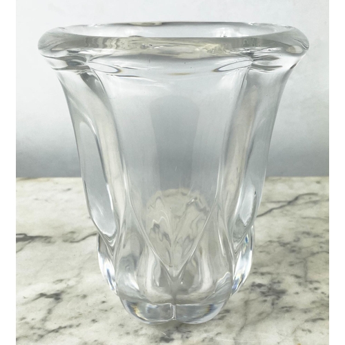 3 - VAL ST LAMBERT VASE, along with ten other glass pieces including a Daum vase a Holmegaard blue vase ... 