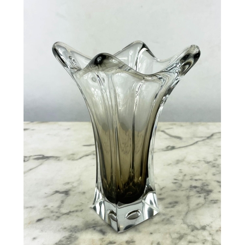 3 - VAL ST LAMBERT VASE, along with ten other glass pieces including a Daum vase a Holmegaard blue vase ... 