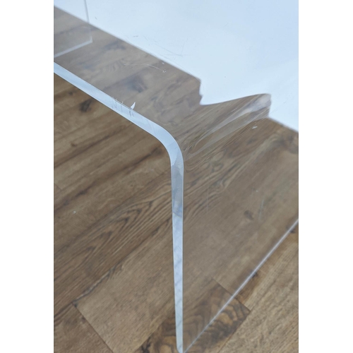 355 - PERSPEX LOW TABLE, 50cm D x 90cm L x 44cm H.