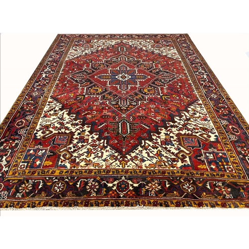 75 - VINTAGE PERSIAN HERIZ CARPET, 310cm x 235cm.