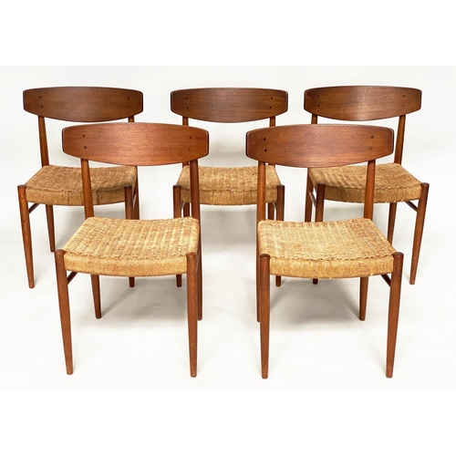 288 - DINING CHAIRS BY AM MODEL 501, a set of five 1960s Danish teak with woven paper cord seats. (5)