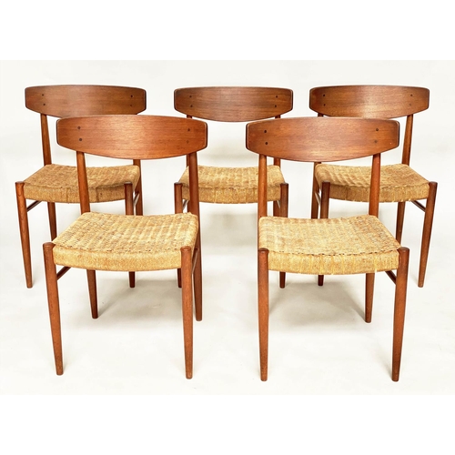 288 - DINING CHAIRS BY AM MODEL 501, a set of five 1960s Danish teak with woven paper cord seats. (5)