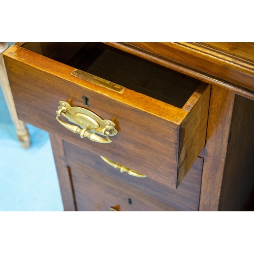 174 - CYLINDER DESK, 102cm H x 107cm W x 70cm D, Victorian walnut with fitted interior, pull out leather l... 